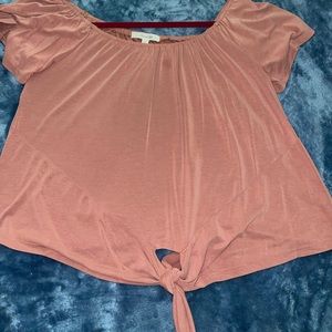 Cute peach colored off the shoulder shirt